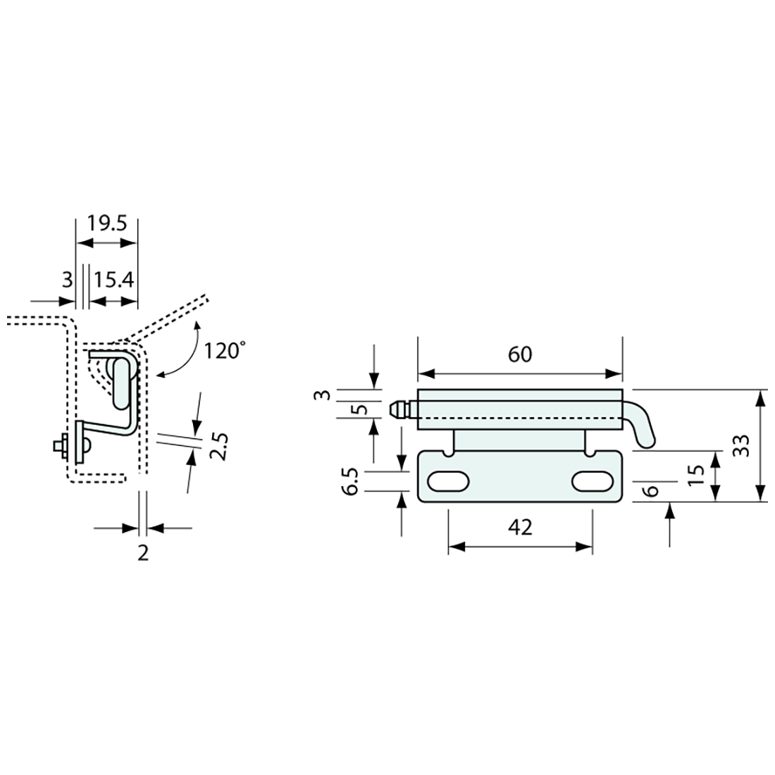 Concealed Hinge Weld On Zinc Plated 60mm